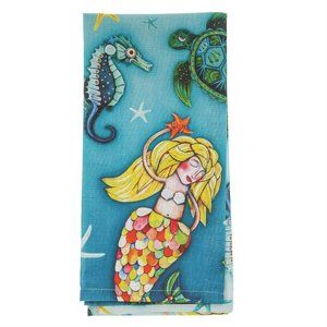 Allen Designs Under Sea Mermaids Seahorses Sea Turtles Kitchen Tea Dish Towel